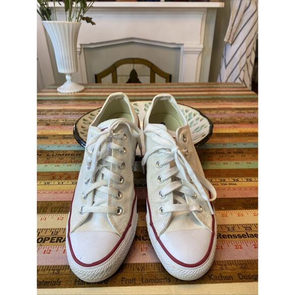 Converse All Star Sneaker Unisex Sz M6.5/W8.5 White Canvas Low Top Lace Up Shoe - Picture 3 of 13